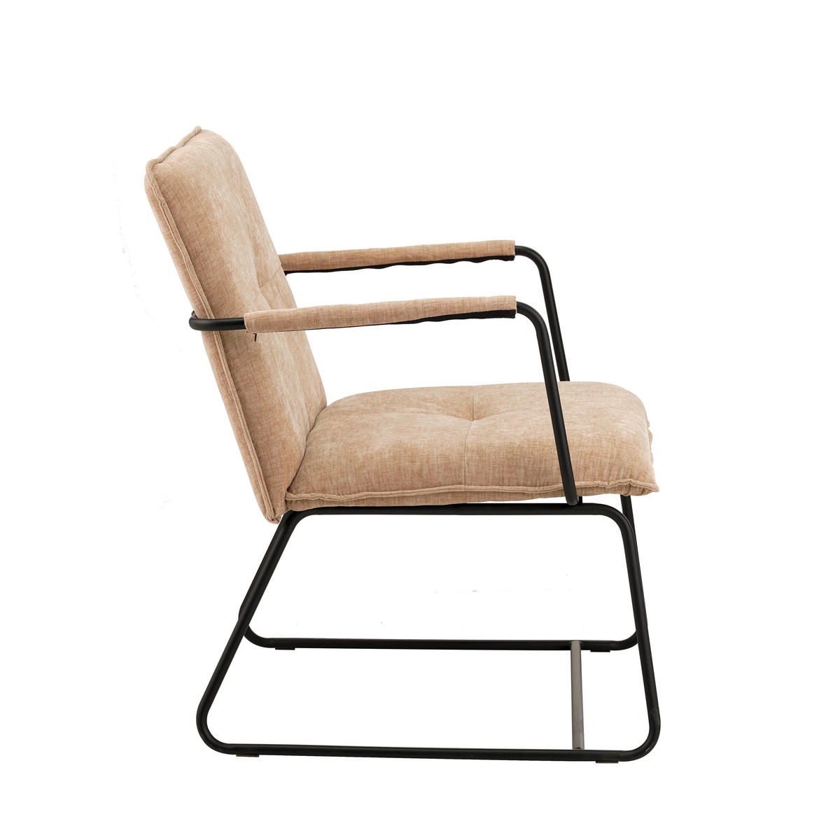 SESSEL in Chenille Beige  - Beige/Schwarz, MODERN, Textil/Metall (65/80/68cm) - MID.YOU