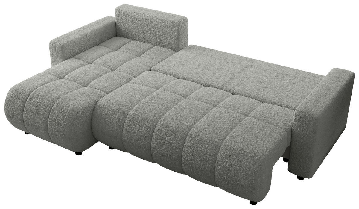 ECKSOFA  in Bouclé Hellgrau  - Hellgrau/Schwarz, MODERN, Kunststoff/Textil (150/240cm) - Carryhome