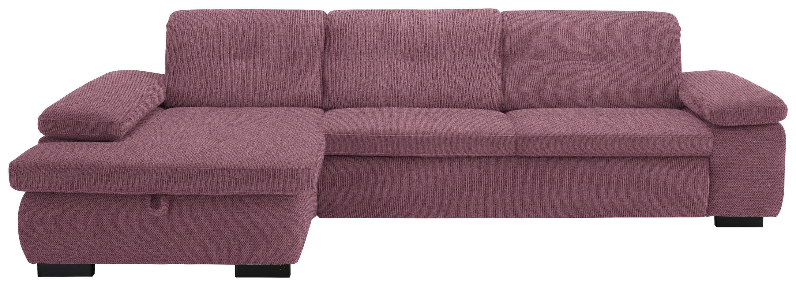 ECKSOFA in Flachgewebe Bordeaux  - Bordeaux/Schwarz, Design, Textil/Metall (174/297cm) - Beldomo Style