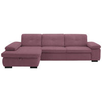 ECKSOFA in Flachgewebe Bordeaux  - Bordeaux/Schwarz, Design, Textil/Metall (174/297cm) - Beldomo Style