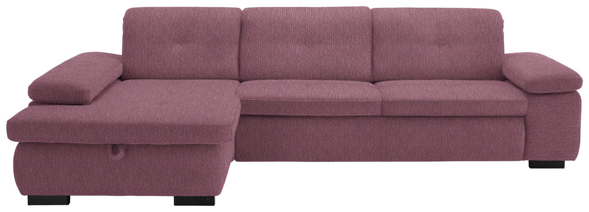 ECKSOFA in Flachgewebe Bordeaux  - Bordeaux/Schwarz, Design, Textil/Metall (174/297cm) - Beldomo Style