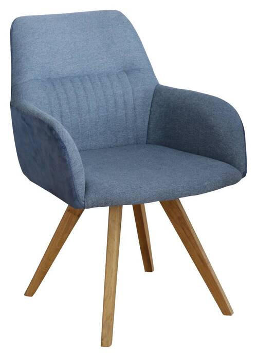 ARMLEHNSTUHL in Webstoff - Blau/Eichefarben, KONVENTIONELL, Holz/Textil (61/88/69cm) - Linea Natura