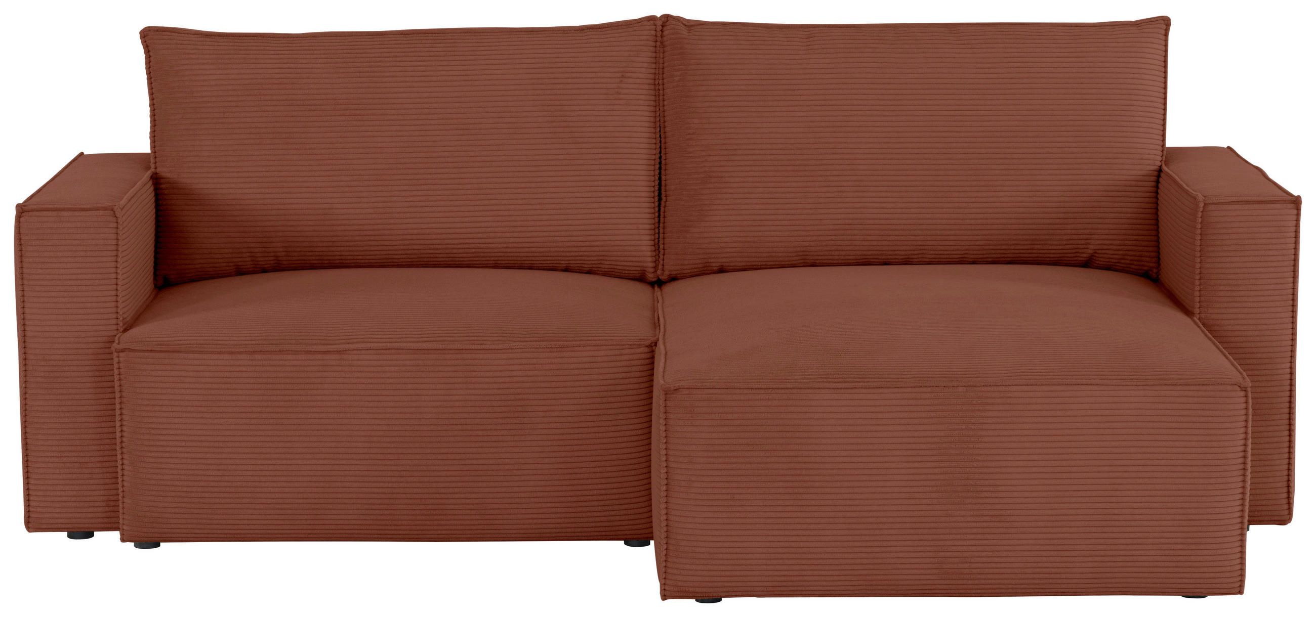 ECKSOFA Rostfarben Feincord  - Rostfarben/Schwarz, KONVENTIONELL, Kunststoff/Textil (242/151cm) - Carryhome
