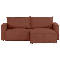 ECKSOFA in Feincord Rostfarben  - Rostfarben/Schwarz, KONVENTIONELL, Kunststoff/Textil (242/151cm) - Carryhome