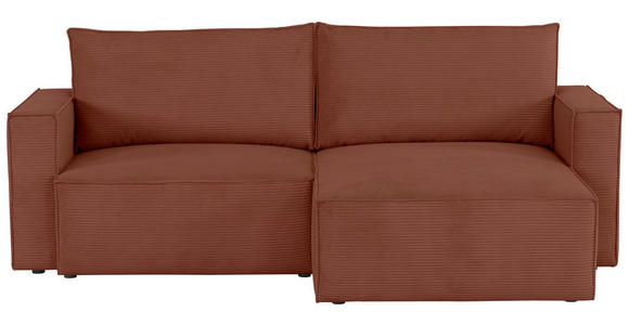ECKSOFA Rostfarben Feincord  - Rostfarben/Schwarz, KONVENTIONELL, Kunststoff/Textil (242/151cm) - Carryhome