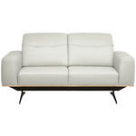 3-SITZER-SOFA  in Echtleder Weiß   - Schwarz/Weiß, Design, Leder/Holz (205/76-97/102cm) - Novel