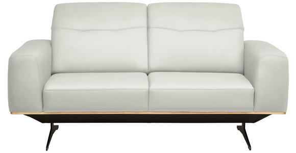 3-SITZER-SOFA  in Echtleder Weiß   - Schwarz/Weiß, Design, Leder/Holz (205/76-97/102cm) - Novel