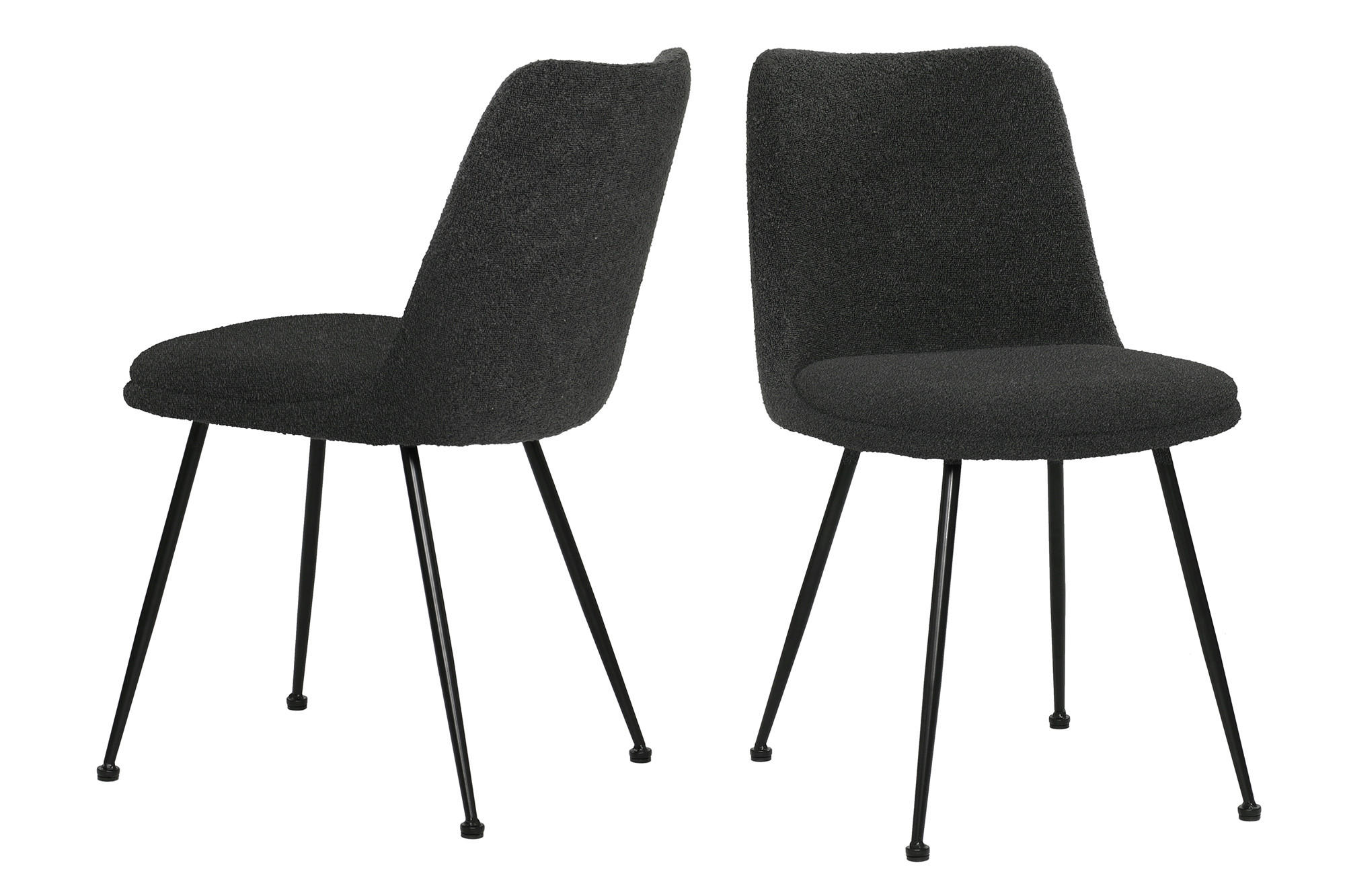 STUHL-SET 2 Stück  Bouclé  Schwarz  - Schwarz, MODERN, Textil/Metall (58,5/83/46cm) - MID.YOU