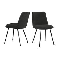 STUHL-SET 2 Stück  Bouclé  Schwarz  - Schwarz, MODERN, Textil/Metall (58,5/83/46cm) - MID.YOU