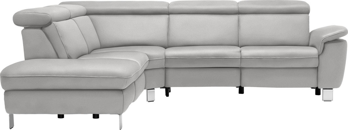 ECKSOFA  in Flachgewebe, Mikrofaser Hellgrau  239/271 cm  - Beige/Hellgrau, Design, Textil/Metall (239/271cm) - Cantus