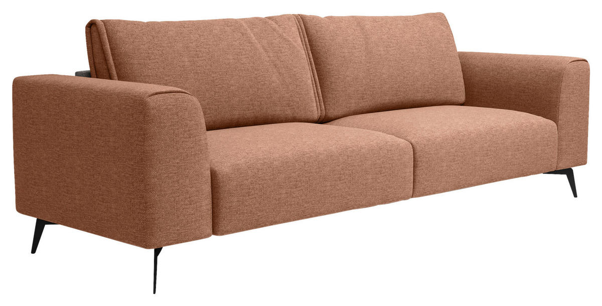 VIERSITZER-SOFA in beflockt Orange  - Schwarz/Orange, Design, Holz/Textil (302/87/88cm) - MID.YOU