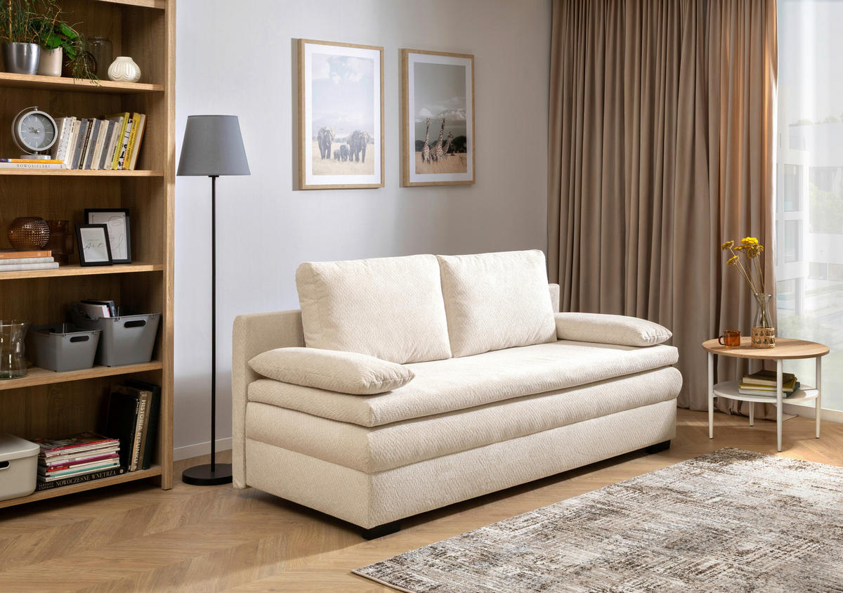 SCHLAFSOFA - Creme/Schwarz, KONVENTIONELL, Kunststoff/Textil (195/93/83cm) - Carryhome