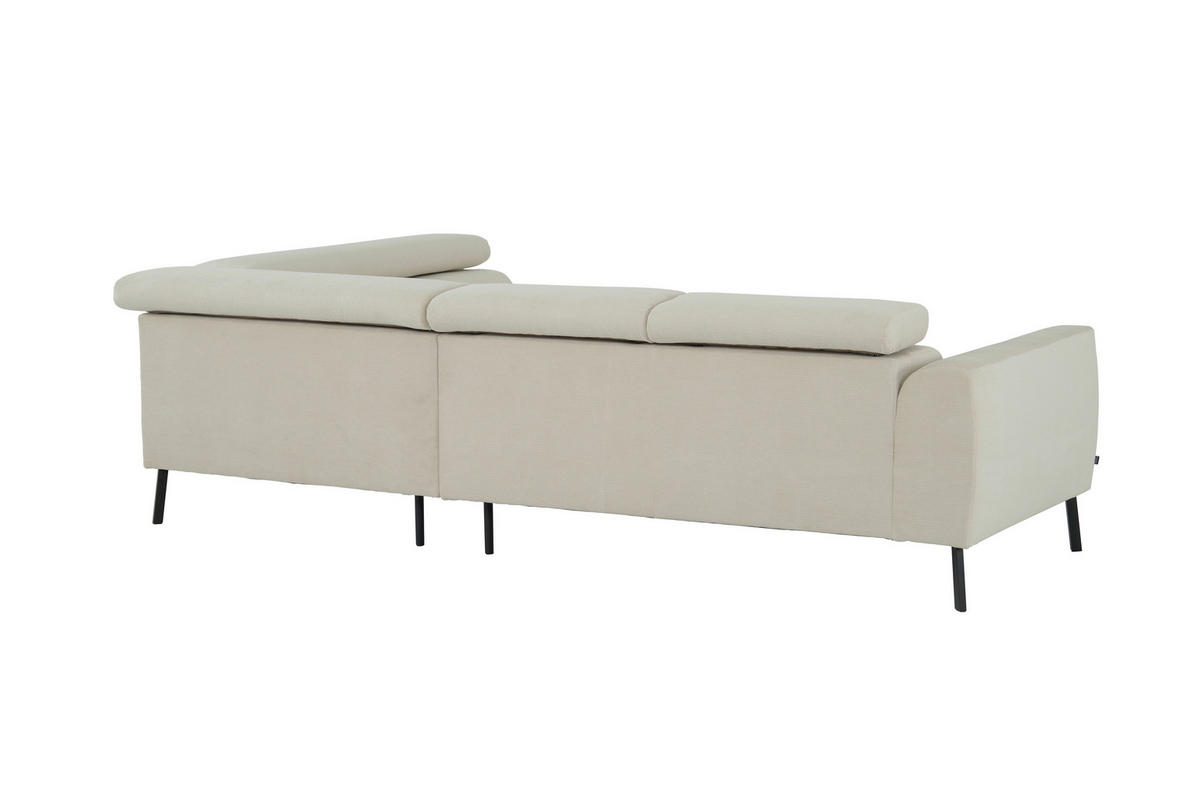 ECKSOFA in Feincord Beige  205/280 cm  - Beige/Schwarz, Design, Textil/Metall (205/280cm) - Xora