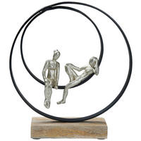 SKULPTURA - srebrne barve/črna, Design, kovina/umetna masa (31/34/9cm) - Ambia Home