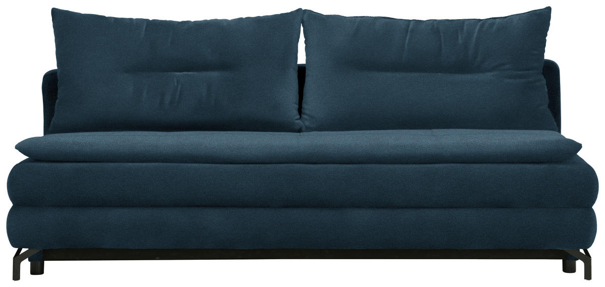 SCHLAFSOFA in Flachgewebe Blau  - Blau/Schwarz, MODERN, Textil/Metall (208/73/92/102cm) - Novel
