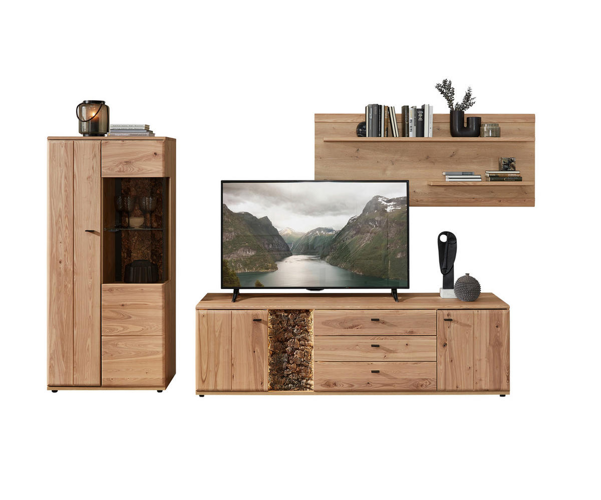 DNEVNI REGAL,  barve jesena  - barve jesena/črna, Natur, kovina/steklo (320/163cm) - Linea Natura