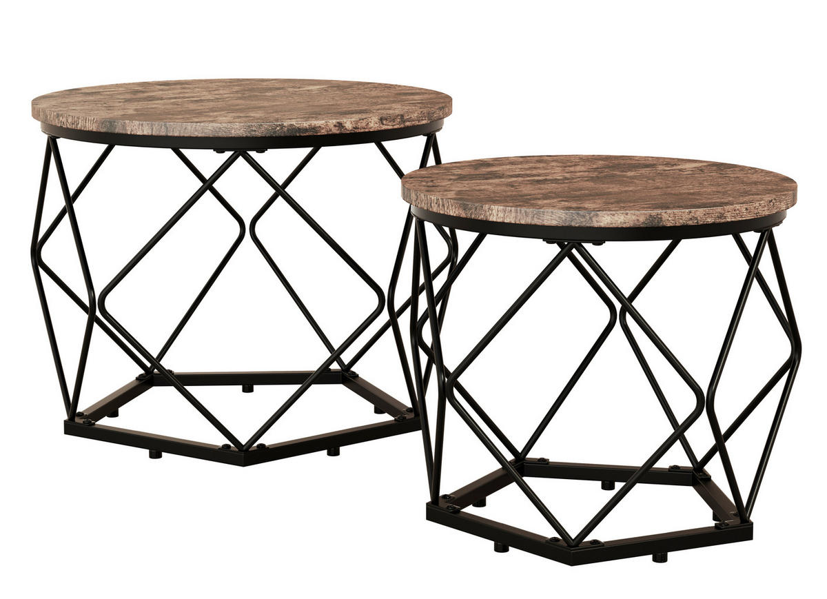 BEISTELLTISCH Metall, Holzwerkstoff 50/40/50 cm  - Eichefarben/Schwarz, Design, Holzwerkstoff/Metall (50/40/50cm) - MID.YOU