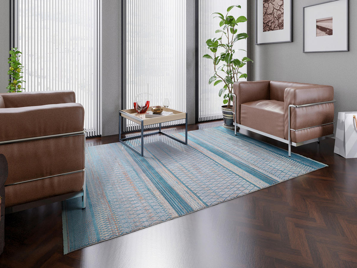 WEBTEPPICH 200/240 cm Tinto Maestro Grau, Türkis  - Türkis/Grau, Design, Textil (200/240cm) - Dieter Knoll