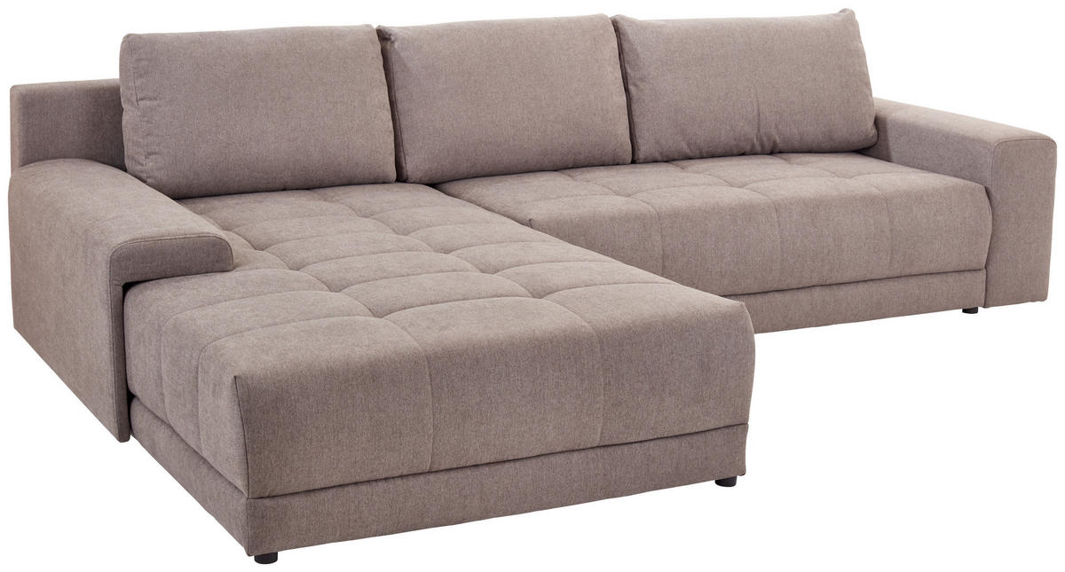 ECKSOFA Greige Webstoff  - Greige/Schwarz, MODERN, Kunststoff/Textil (213/308cm) - MID.YOU