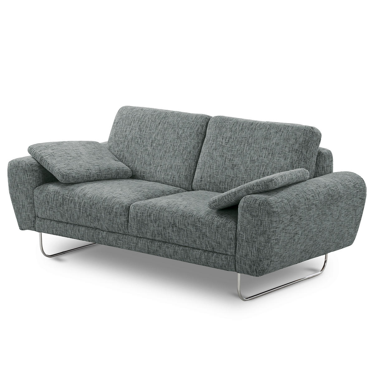 2-SITZER-SOFA SPRING in Webstoff Anthrazit Modern  - Chromfarben/Anthrazit, Design, Textil/Metall (157/85/92cm) - Livetastic