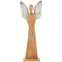 DEKOENGEL  - Silberfarben/Braun, LIFESTYLE, Holz/Metall (43/112/12cm) - X-Mas