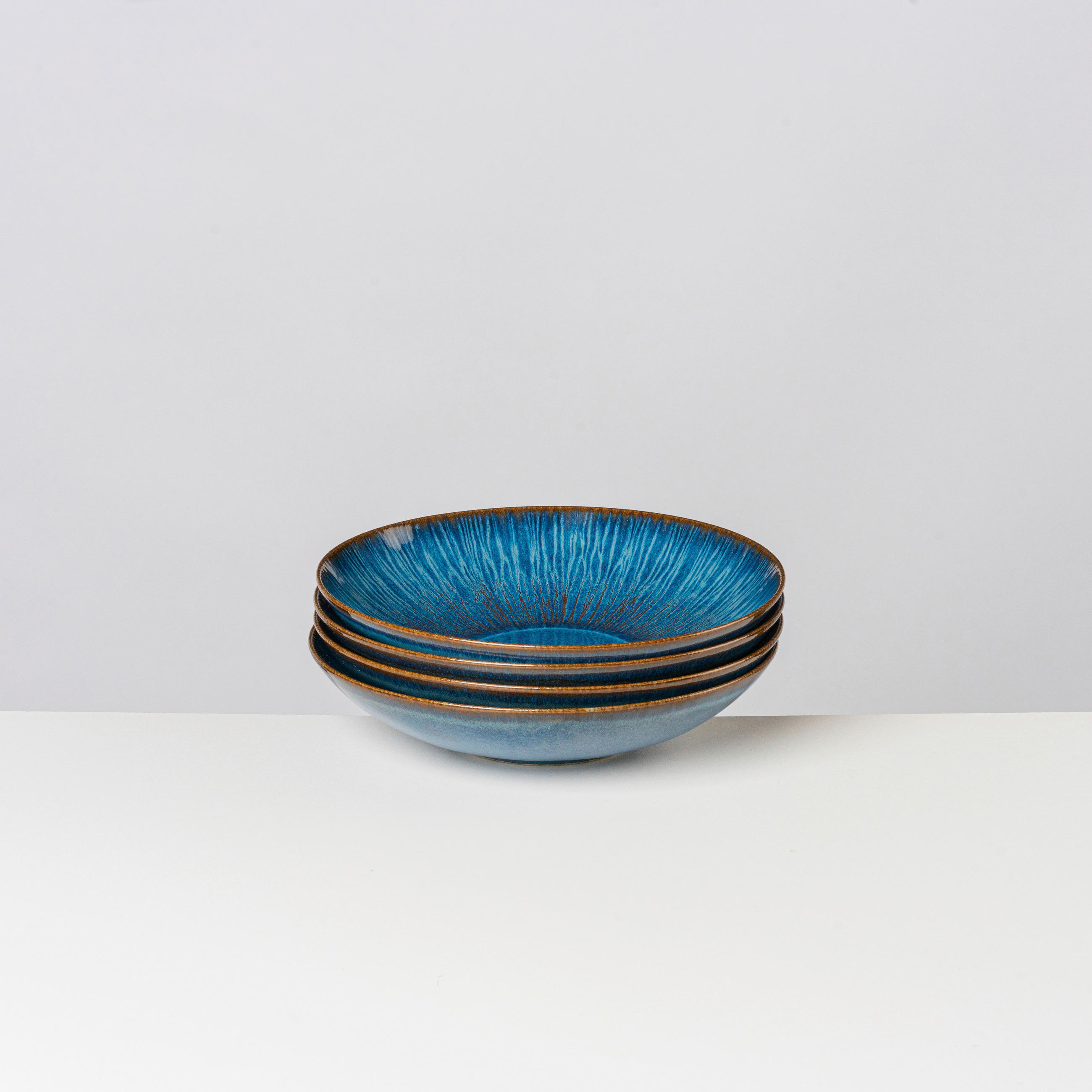 SUPPENTELLERSET Blau 4-teilig Steinzeug EISFALL  - Blau, Basics, Keramik (22,2/5cm) - Gipfelstück