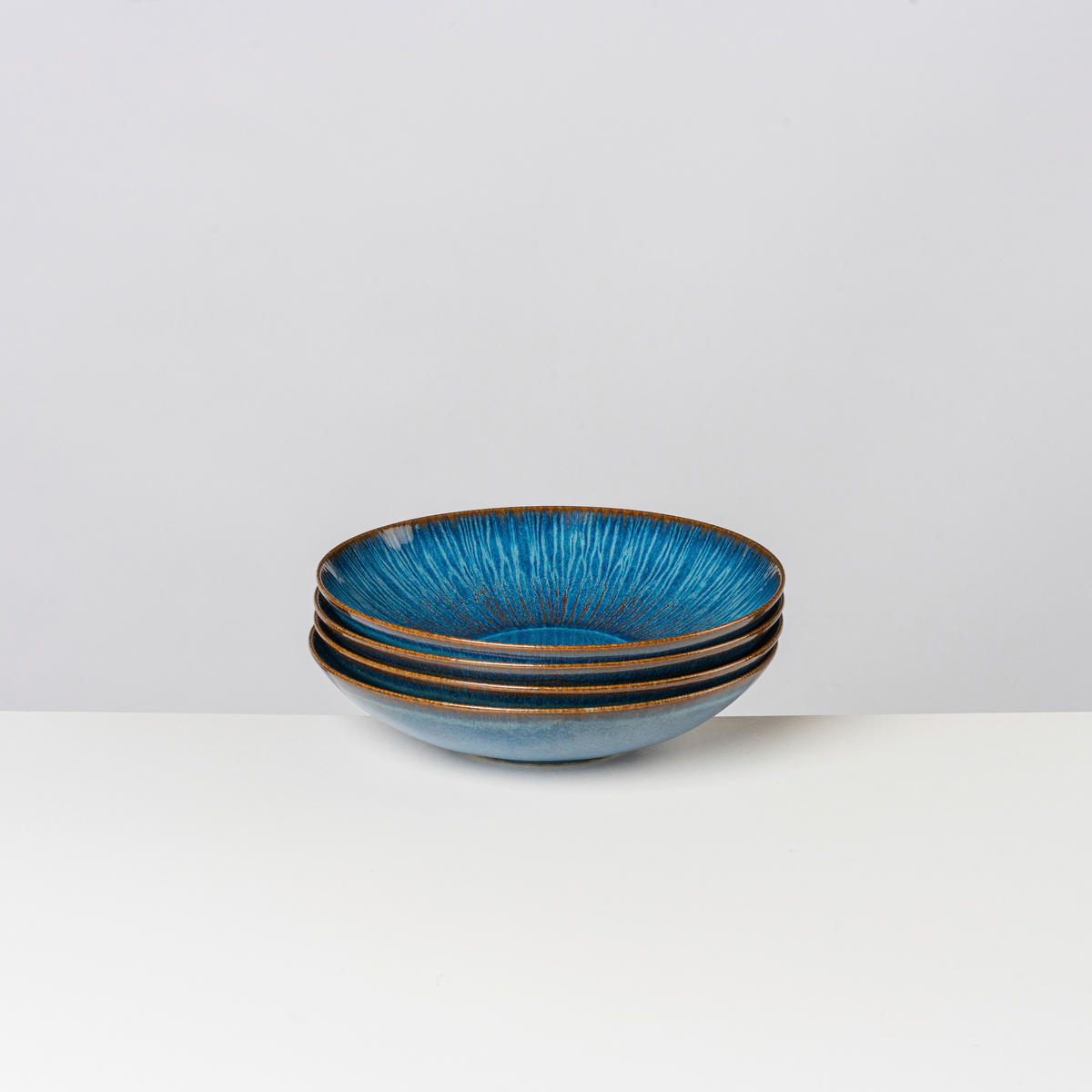 SUPPENTELLERSET Blau 4-teilig Steinzeug EISFALL  - Blau, Basics, Keramik (22,2/5cm) - Gipfelstück