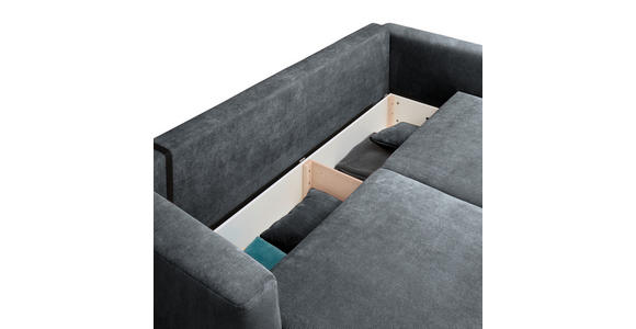SCHLAFSOFA Cord Dunkelgrau Zierkissen, Rückenkissen, Bettkasten, Schlaffunktion, Rücken echt  - Dunkelgrau/Schwarz, Design, Kunststoff/Textil (250/92/105cm) - Carryhome