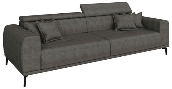 BIGSOFA Webstoff Dunkelgrau  - Dunkelgrau/Schwarz, KONVENTIONELL, Textil/Metall (280/80/110cm) - Carryhome
