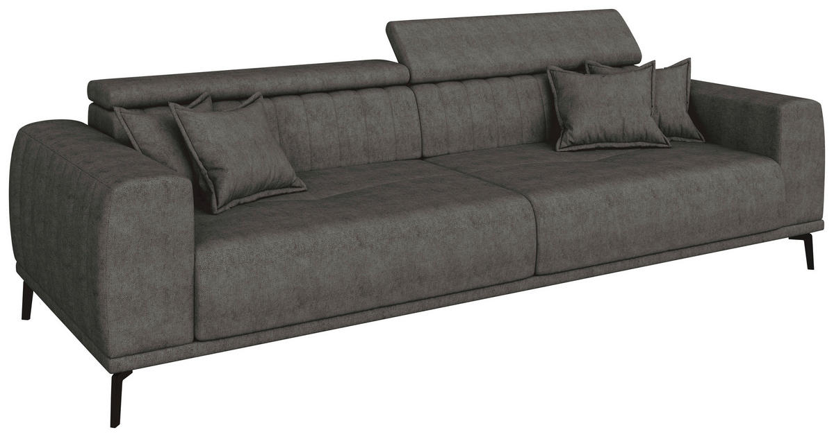 BIGSOFA Webstoff Dunkelgrau  - Dunkelgrau/Schwarz, KONVENTIONELL, Textil/Metall (280/80/110cm) - Carryhome