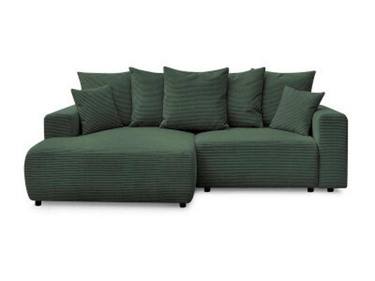 ECKSOFA Ottomane links  ATILLA Dunkelgrün Cord  - Dunkelgrün/Schwarz, MODERN, Kunststoff/Textil (149/244cm)