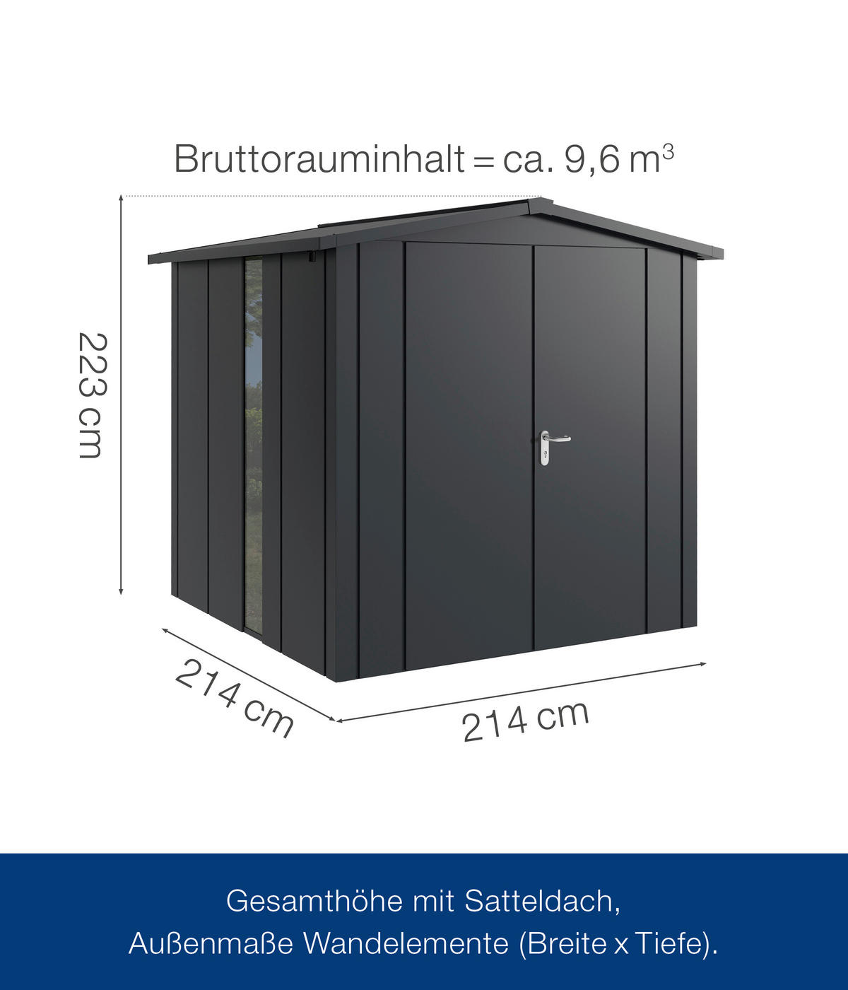 GERÄTEHAUS 237/223/229 cm  - Anthrazit, Basics, Metall (237/223/229cm)
