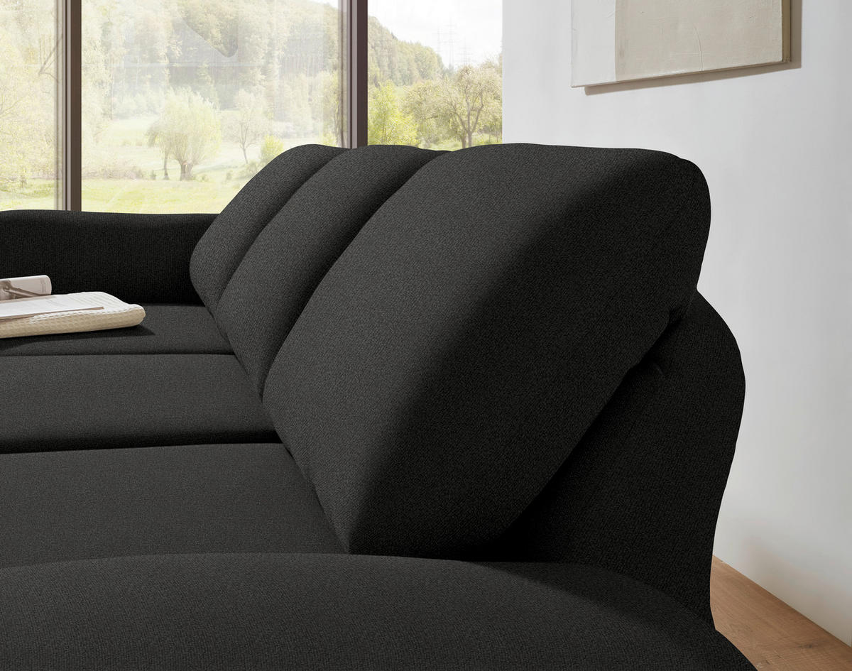 ECKSOFA  in Flachgewebe Anthrazit  175-224/255-365 cm  - Anthrazit/Schwarz, Design, Textil/Metall (175-224/255-365cm) - Dieter Knoll