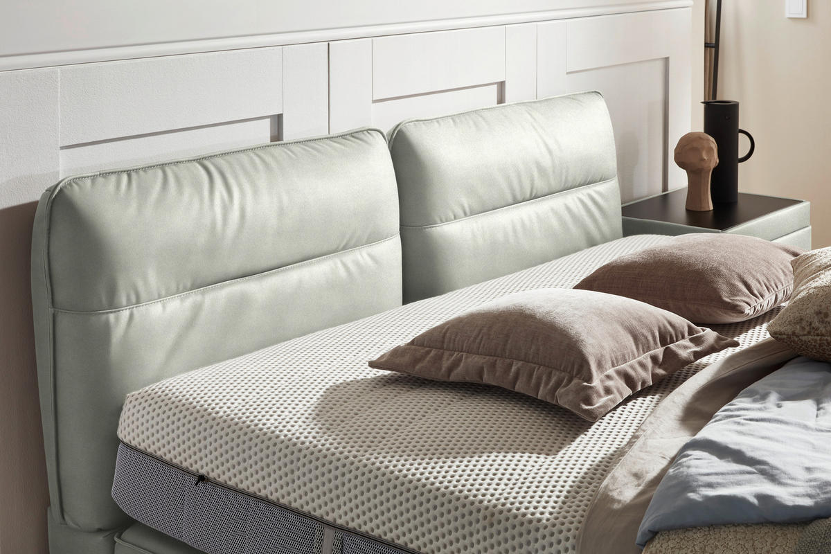BOXSPRINGBETT 200/200 cm  in Hellgrau  - Hellgrau/Schwarz, Design, Textil/Metall (200/200cm) - Johann Jakob