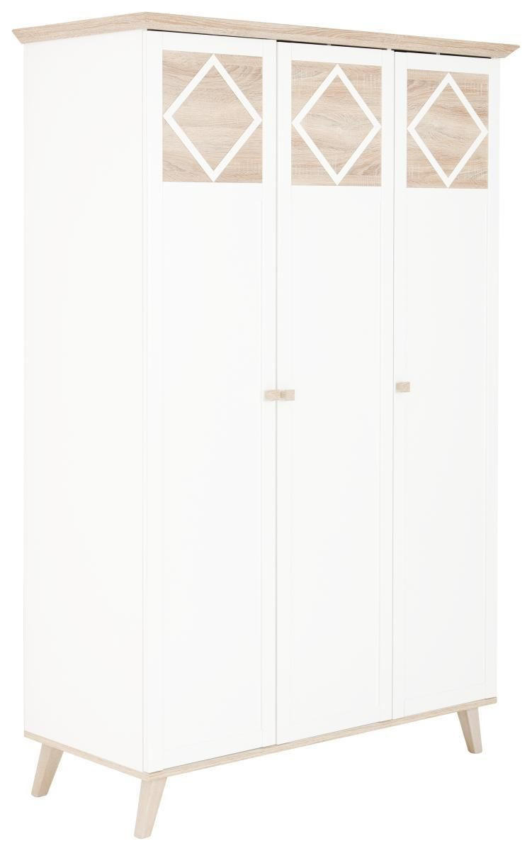 DULAP CU UȘI ROTATIVE alb, culoare lemn stejar  - alb/culoare lemn stejar, Design, material pe bază de lemn (133/204/59cm) - Livetastic