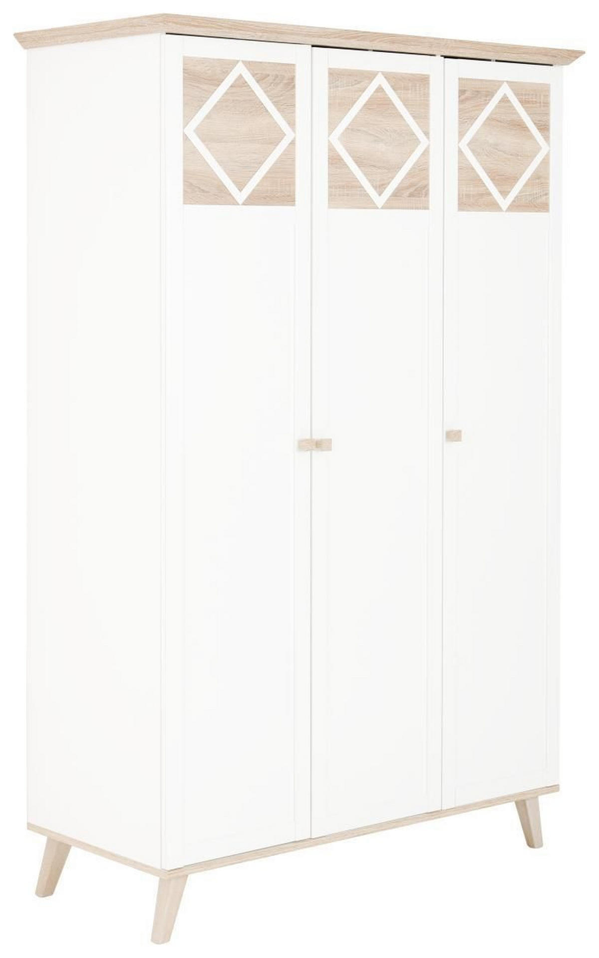 DULAP CU UȘI ROTATIVE alb, culoare lemn stejar  - alb/culoare lemn stejar, Design, material pe bază de lemn (133/204/59cm) - Livetastic