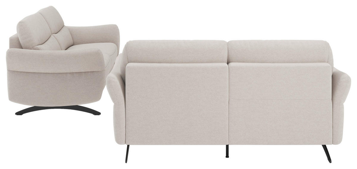 3-SITZER-SOFA  in Flachgewebe Sandfarben  - Sandfarben/Schwarz, KONVENTIONELL, Textil/Metall (196/91/92cm) - Pure Home Comfort