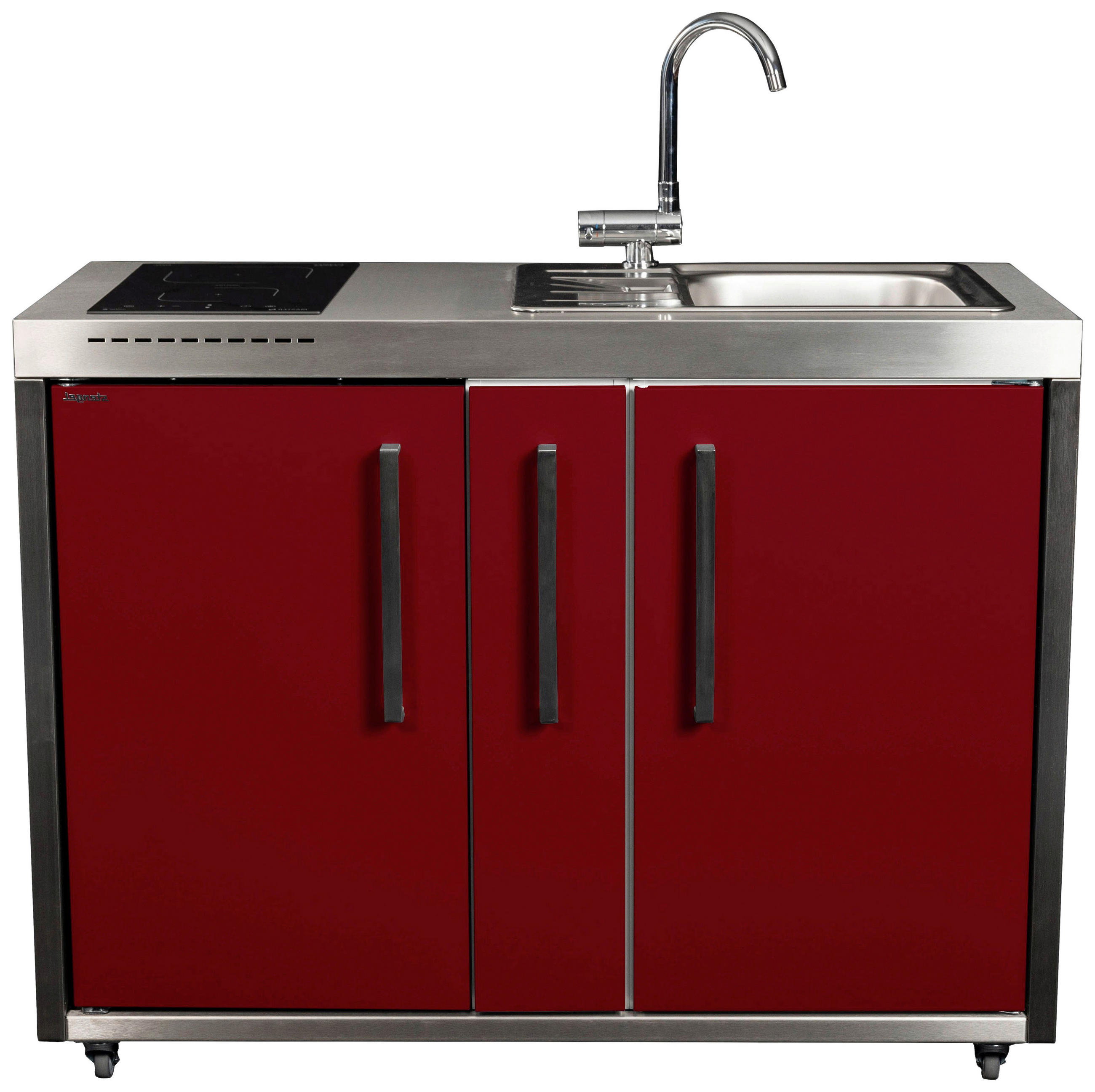 OUTDOORKÜCHE  - Edelstahlfarben/Bordeaux, Basics, Metall (127/98/62cm)