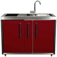 OUTDOORKÜCHE  - Edelstahlfarben/Bordeaux, Basics, Metall (127/98/62cm)