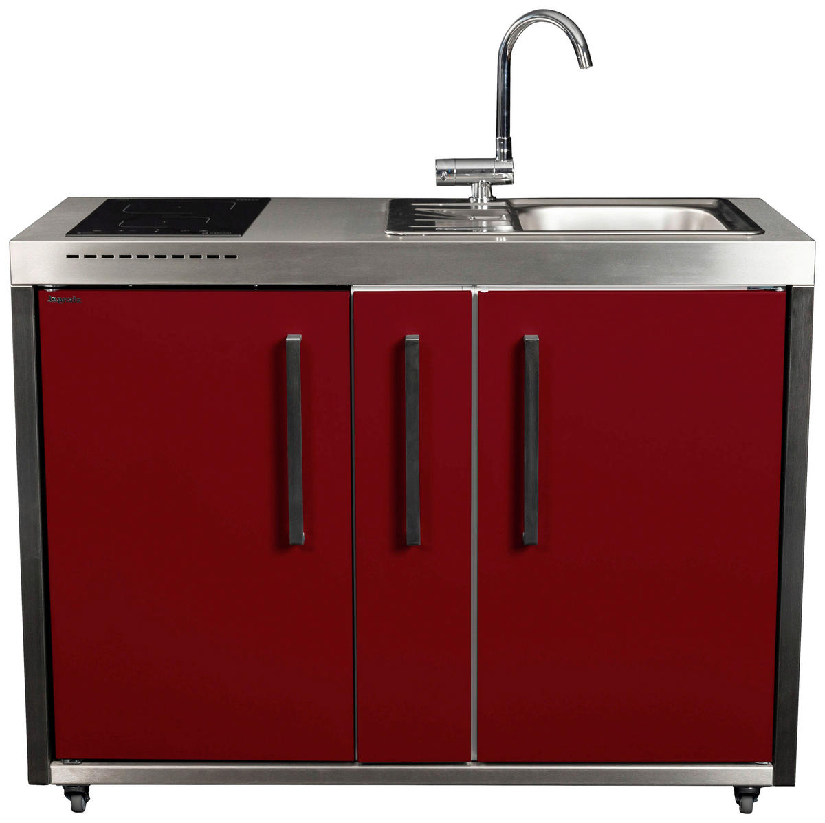 OUTDOORKÜCHE  - Edelstahlfarben/Bordeaux, Basics, Metall (127/98/62cm)