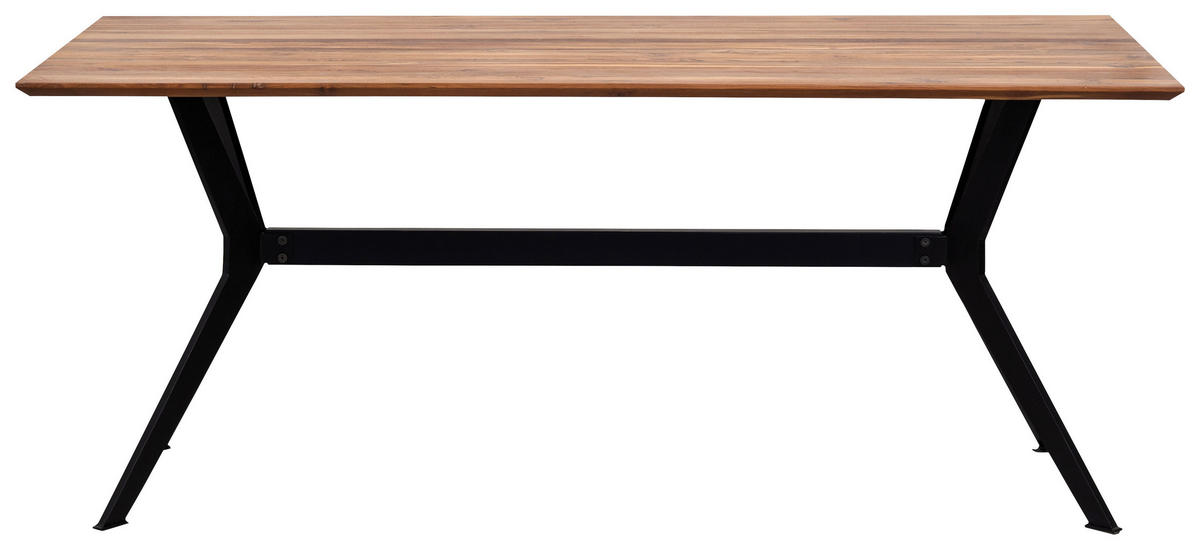 JEDILNA MIZA, trd les recikliran les, tikovina naravne barve  - črna/naravne barve, Trendi, kovina/les (180/90/76cm) - Linea Natura