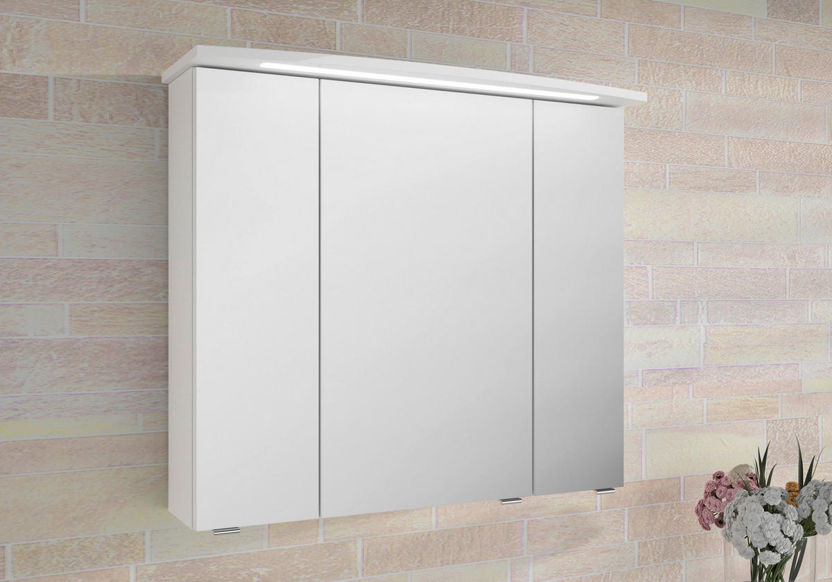 FÜRDŐSZOBABÚTOR - krómszínű/magasfényű fehér, Modern, faalapú anyag/üveg (84cm) - Sadena