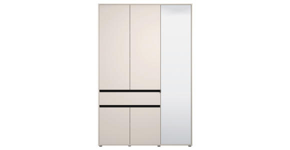 DREHTÜRENSCHRANK 5-türig Schwarz, Kaschmir  - Kaschmir/Schwarz, Basics, Glas/Holzwerkstoff (138/210.5/54cm) - Xora