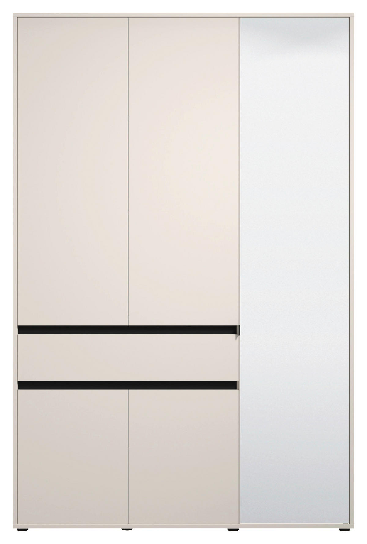 DREHTÜRENSCHRANK 5-türig Schwarz, Kaschmir  - Kaschmir/Schwarz, Basics, Glas/Holzwerkstoff (138/210.5/54cm) - Xora