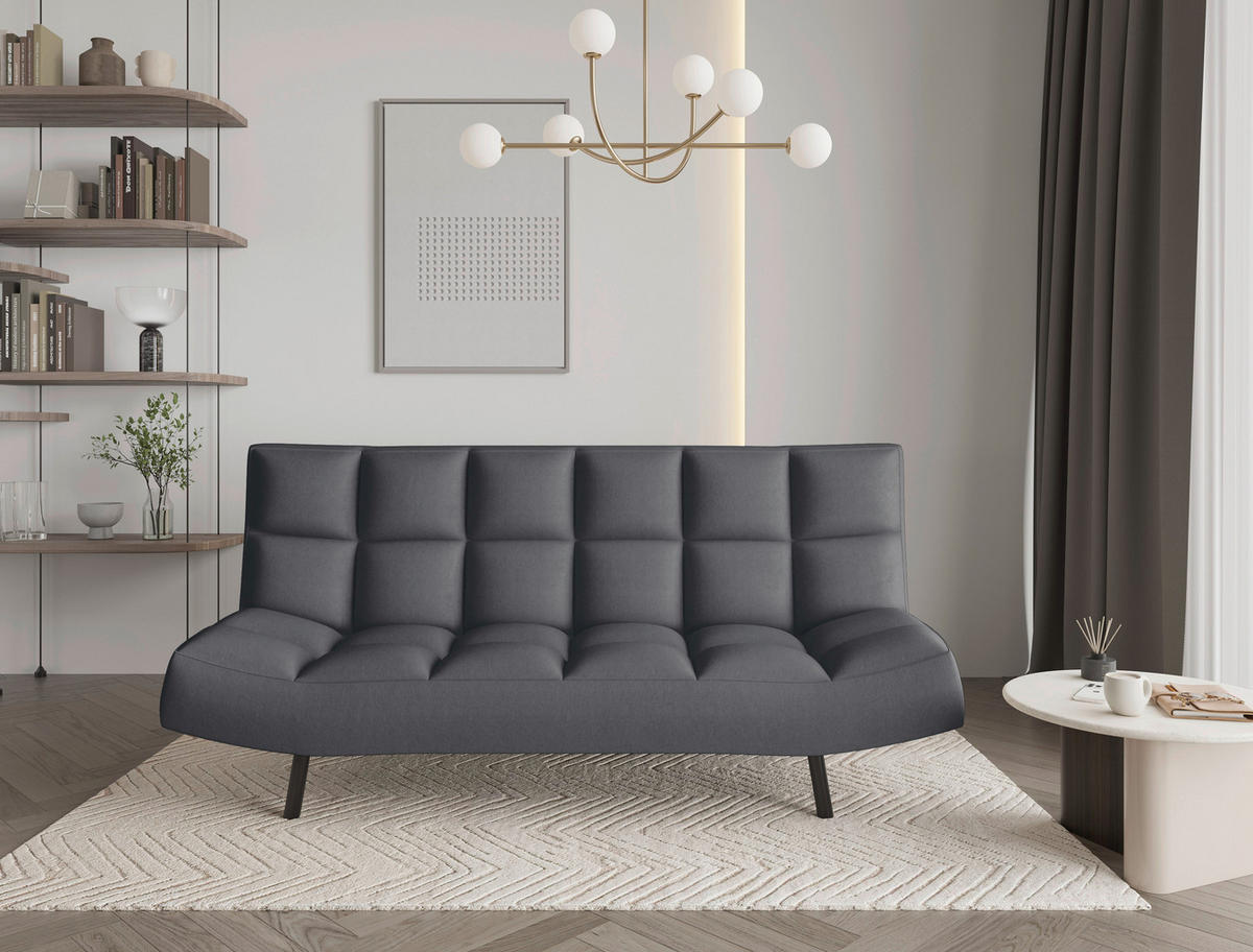 SCHLAFSOFA  in Mikrofaser Grau  - Schwarz/Grau, KONVENTIONELL, Holz/Textil (197/85/92cm) - Carryhome