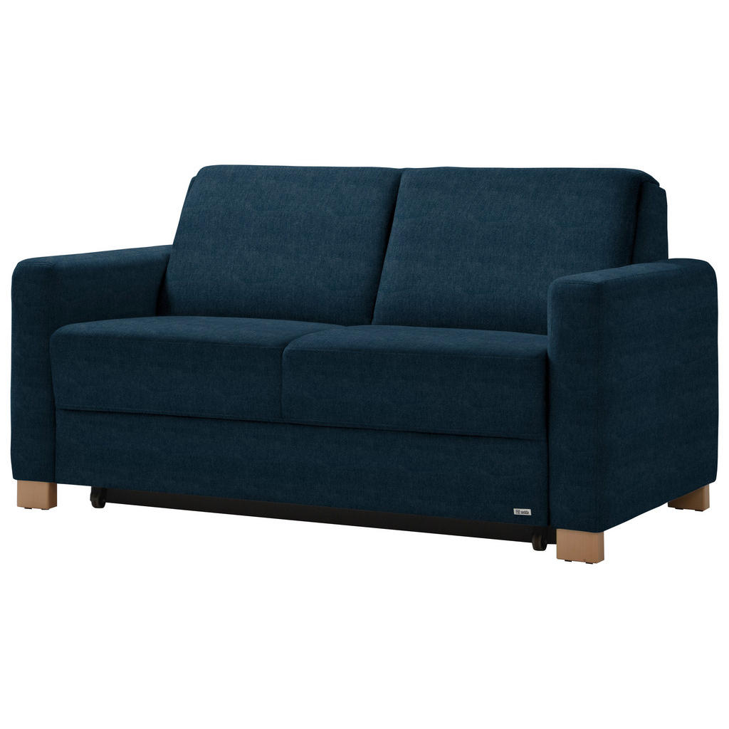 Thumbnail - Sedda Schlafsofa, Dunkelblau, Textil, Eiche, Uni, 2-Sitzer, 160x86x92 cm, Austria Gütezeichen, AZO-frei, Made in Austria...