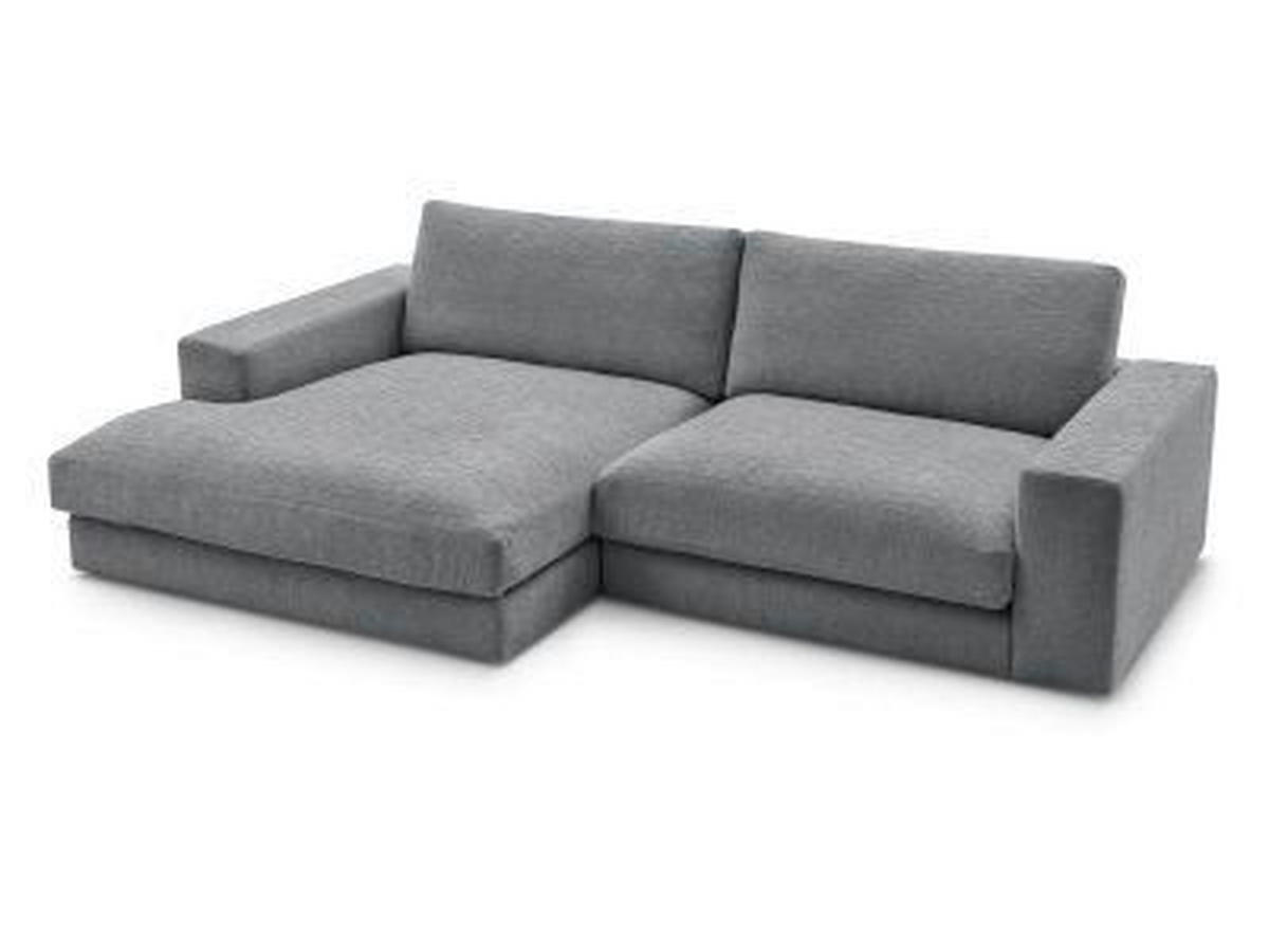 ECKSOFA Ottomane links  LEONARD  Dunkelgrau Struktur  - Dunkelgrau/Schwarz, MODERN, Kunststoff/Textil (159/274cm)