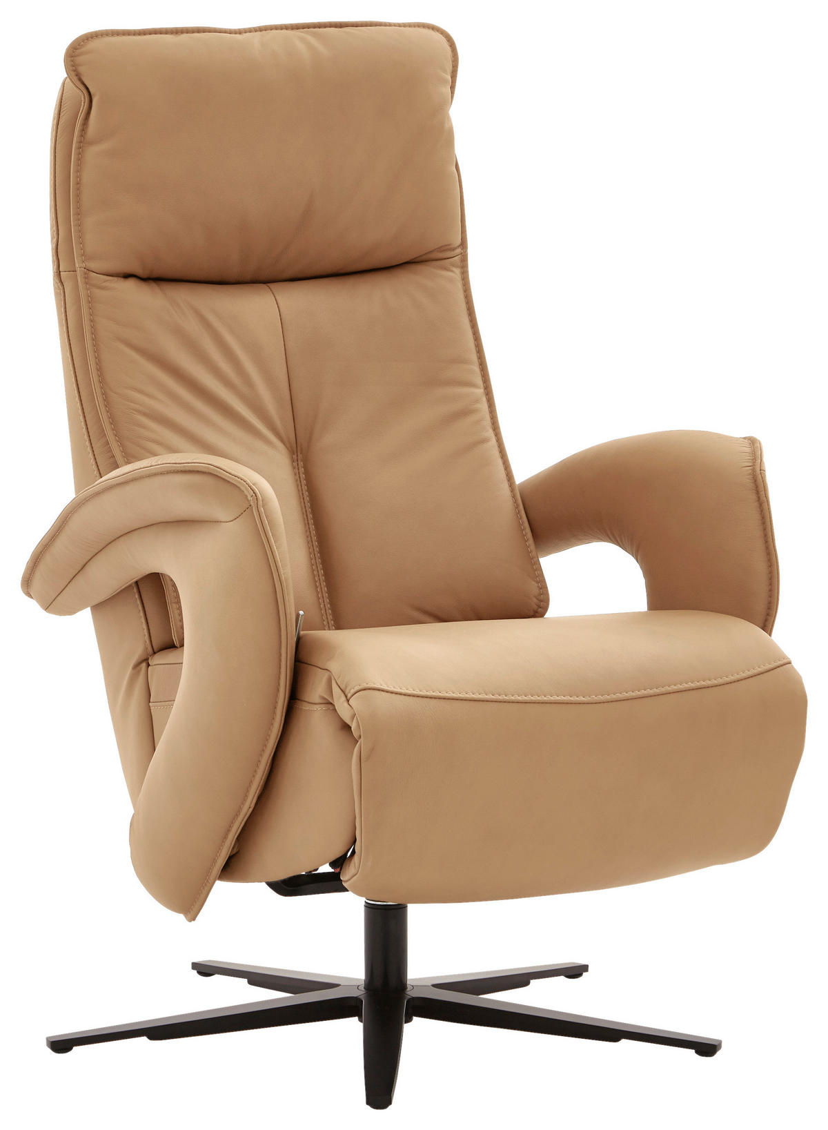 RELAXSESSEL in Leder Dunkelgelb  - Dunkelgelb/Schwarz, Design, Leder/Metall (77/110/87cm) - Valdera