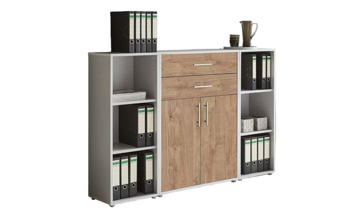 AKTENSCHRANK Grau, Eichefarben  - Eichefarben/Grau, MODERN, Holzwerkstoff (172,6/113,6/33cm) - MID.YOU