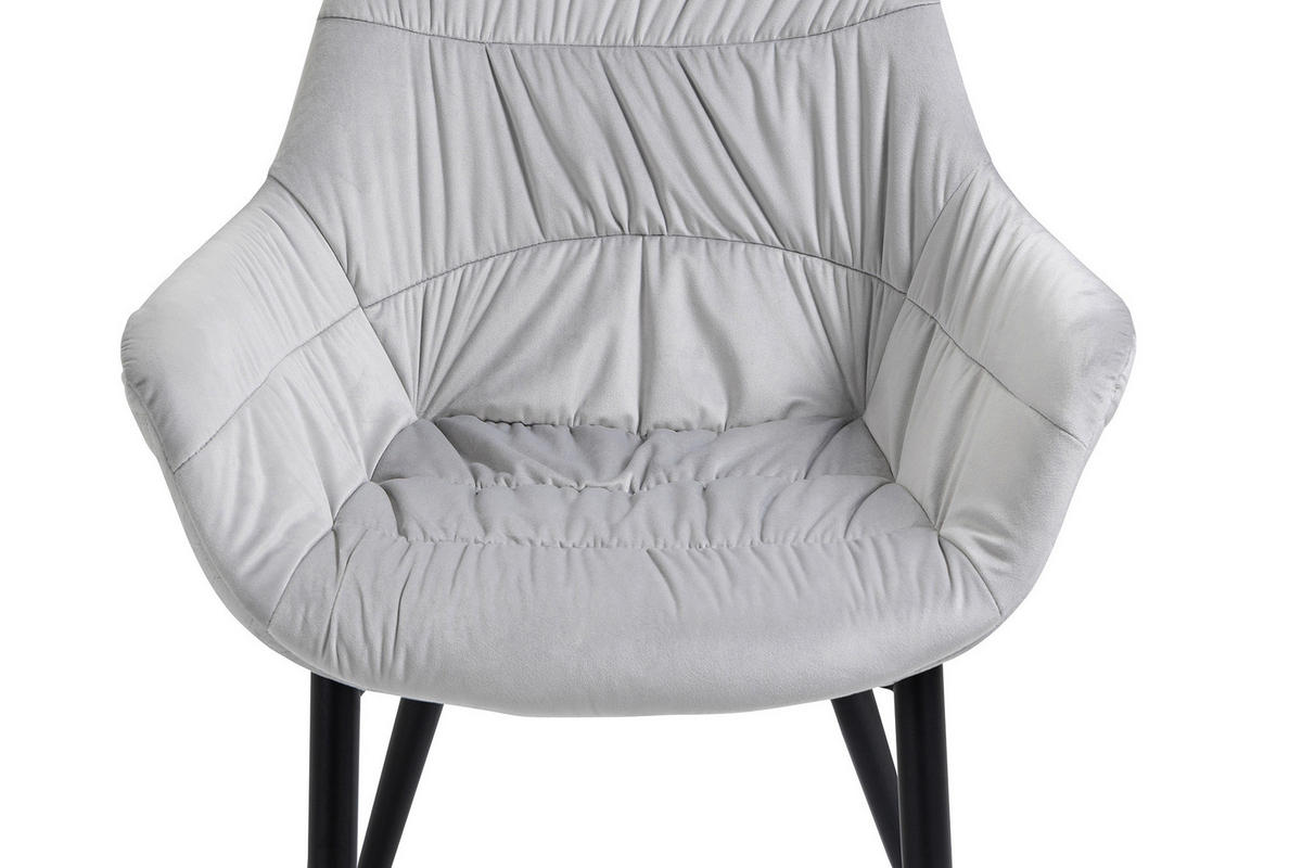ARMLEHNSTUHL  in Samt  - Hellgrau/Schwarz, MODERN, Textil/Metall (63/81,5/61cm) - Livetastic